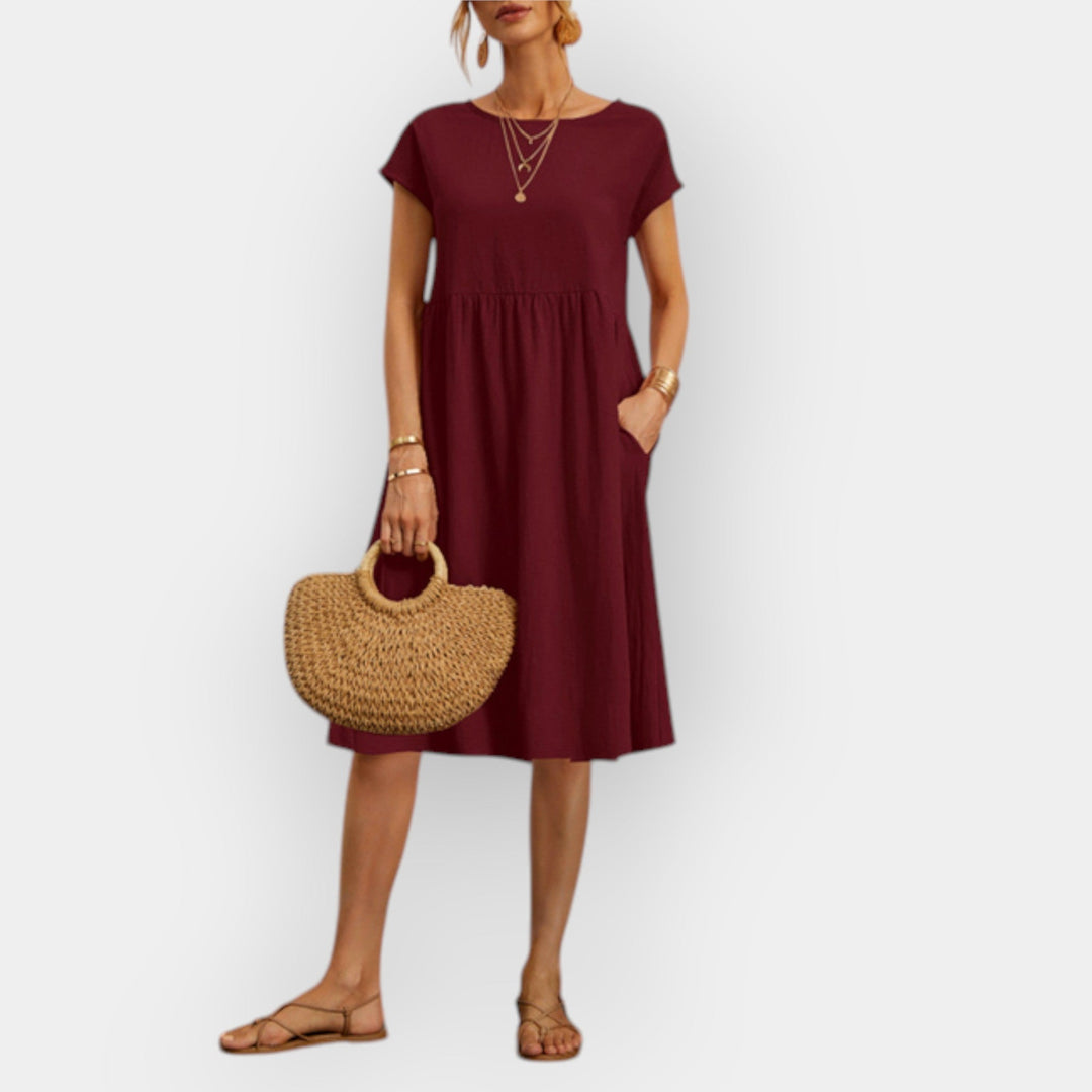 Vestido Midi com Linhas Elegantes