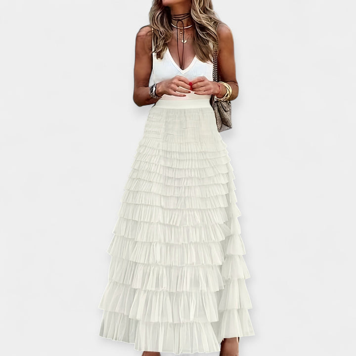 Sáia Boho com Acabamento em Cetim de Rede