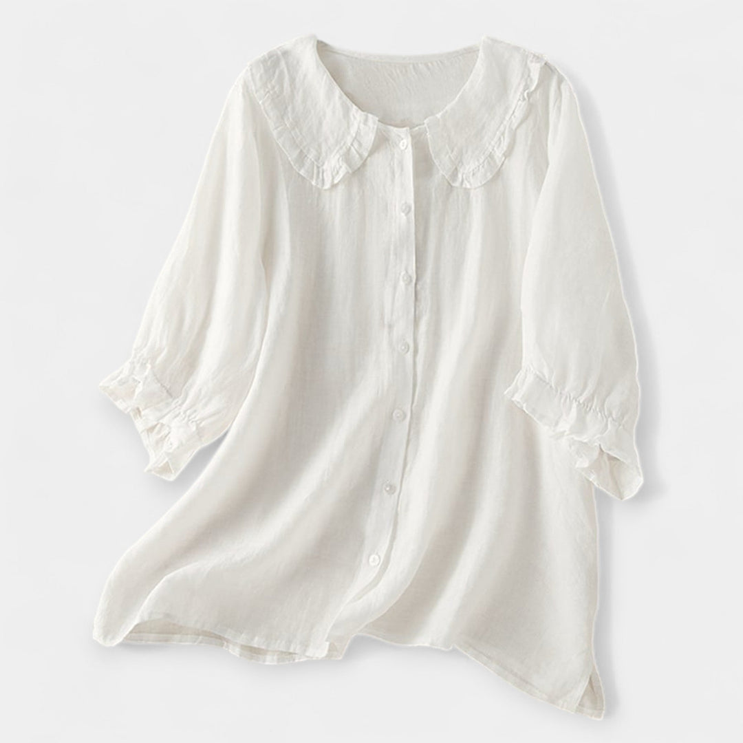 Camisa com Riscas e Gola Decorativa