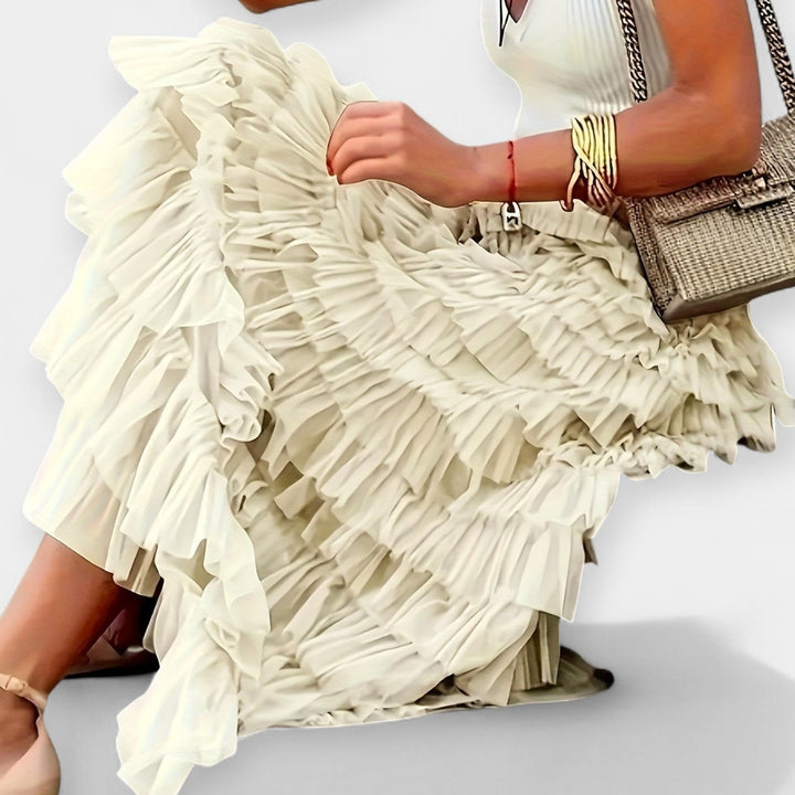 Sáia Boho com Acabamento em Cetim de Rede