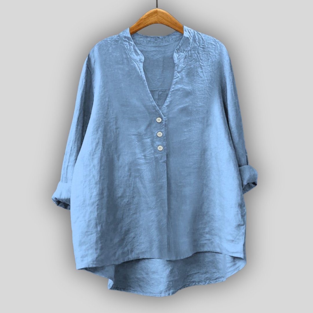 Blusa de Linho Café com Botões