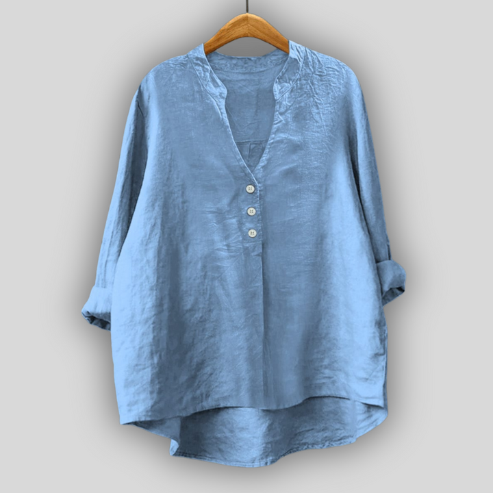 Blusa de Linho Café com Botões