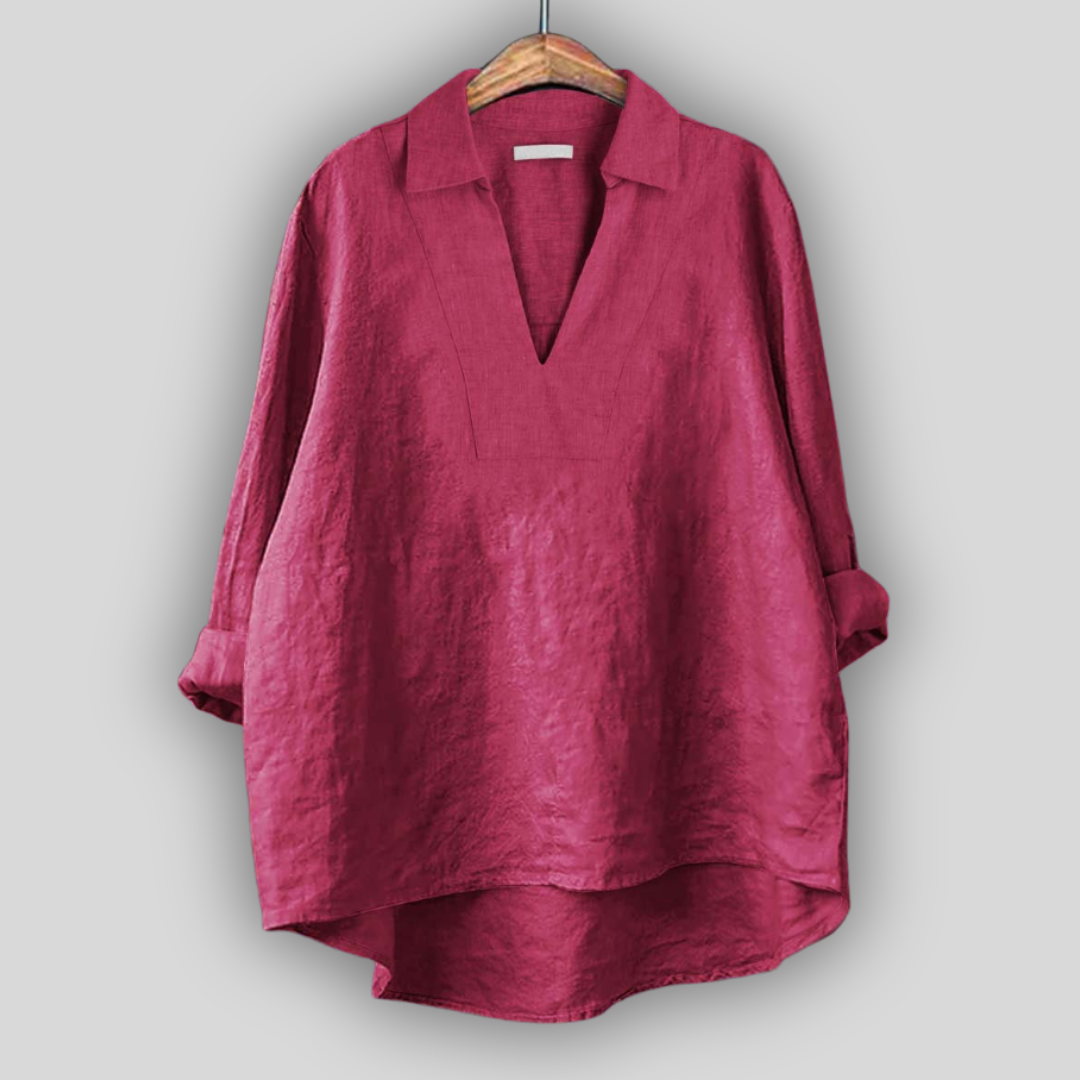 Blusa de Linho Prateada Elegante