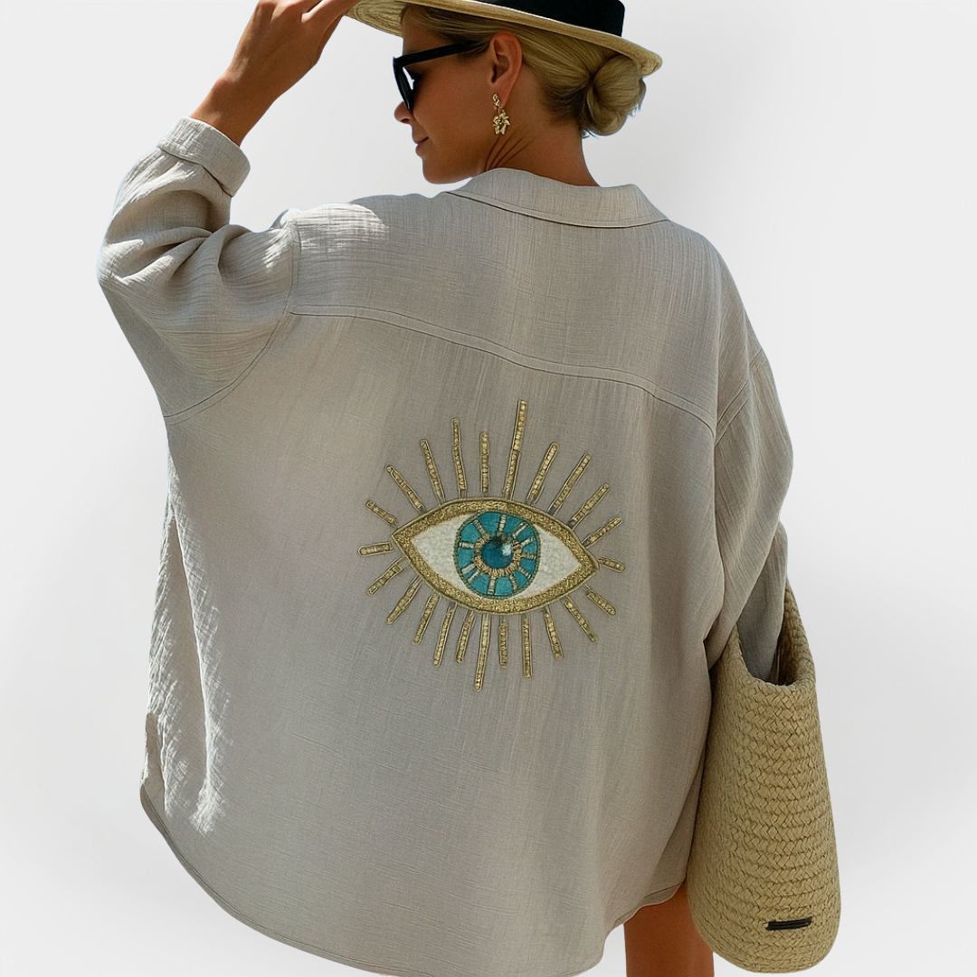 Camisa de Praia com Desenho de Olho