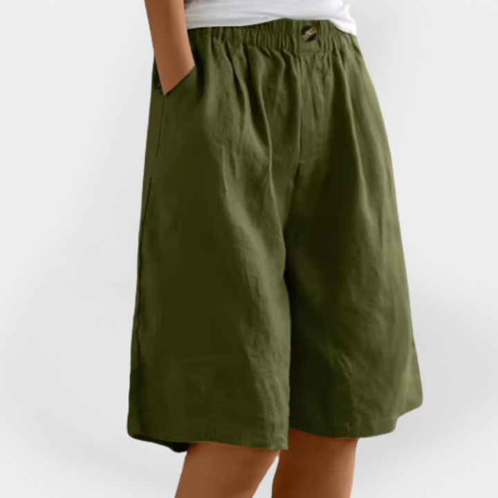 Calções de Linho com Bolsos