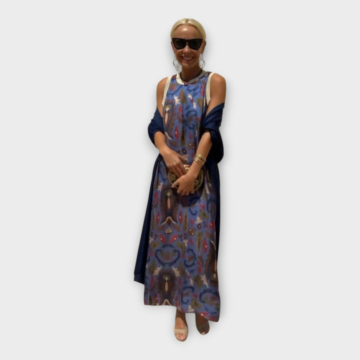 Vestido Maxi com Padrão Sofisticado