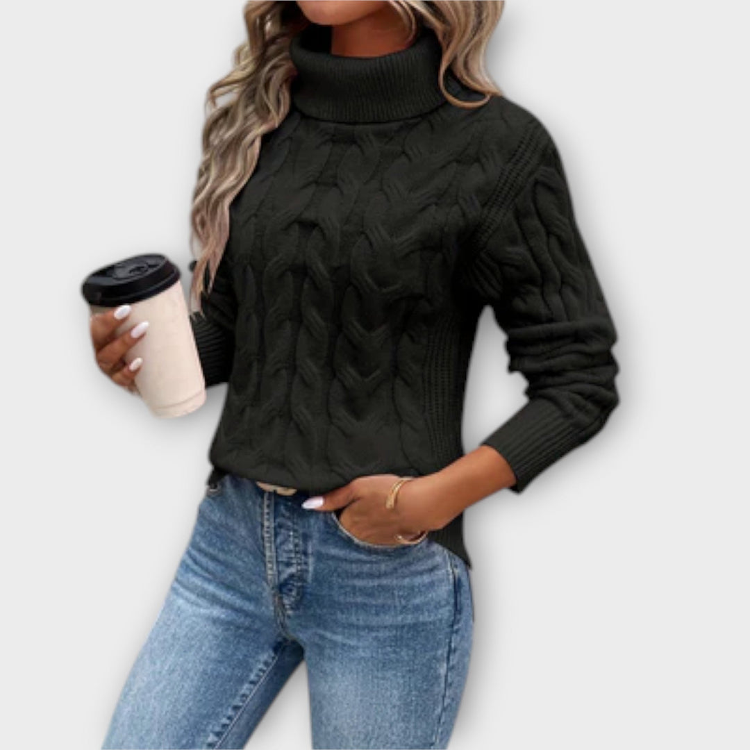 Amélia – Pullover Elegante com Gola Alta de Malha