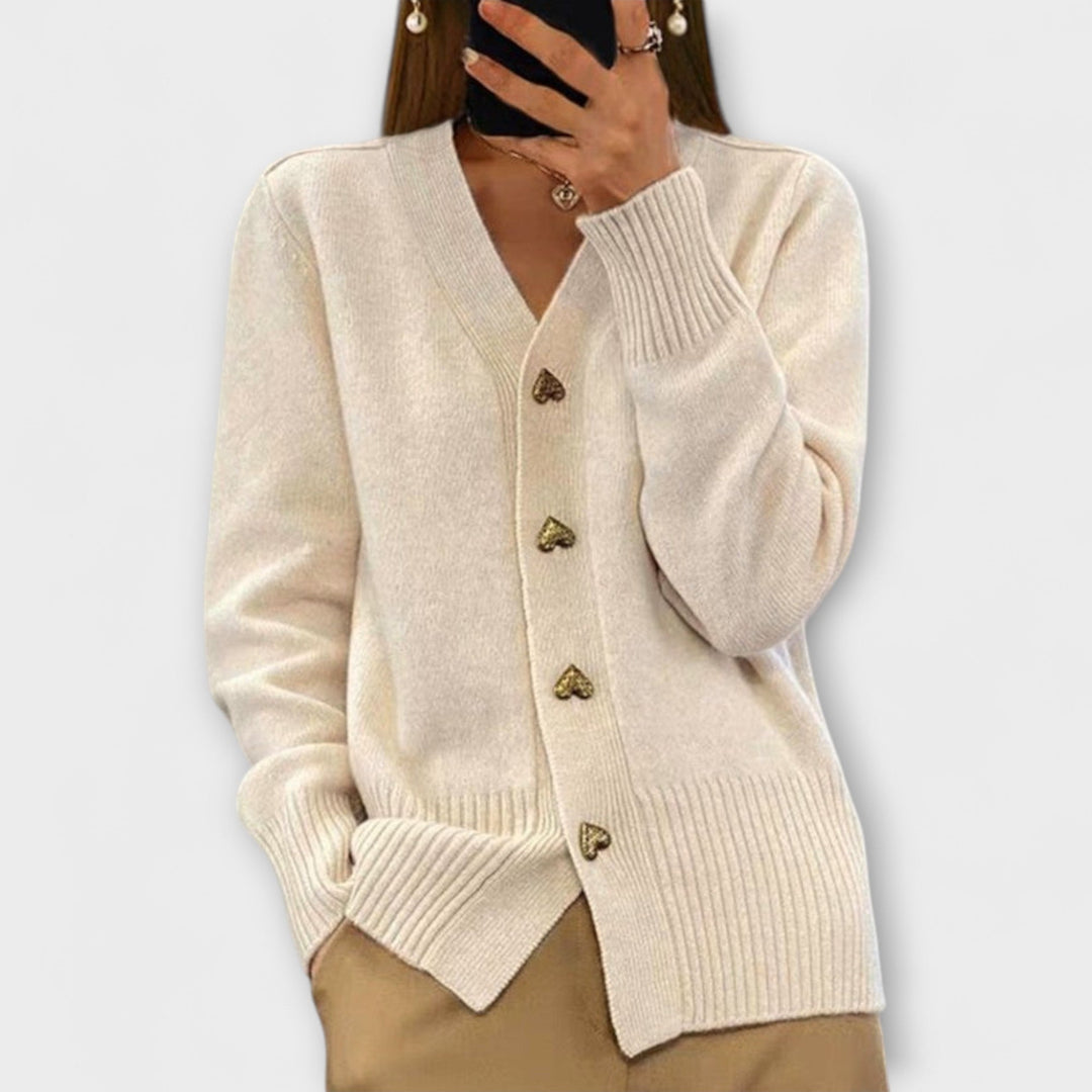 Marij – Sweater feminino com decote em V em estilo vintage