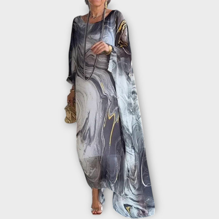 Caftã Maxi Com Textura Transparente