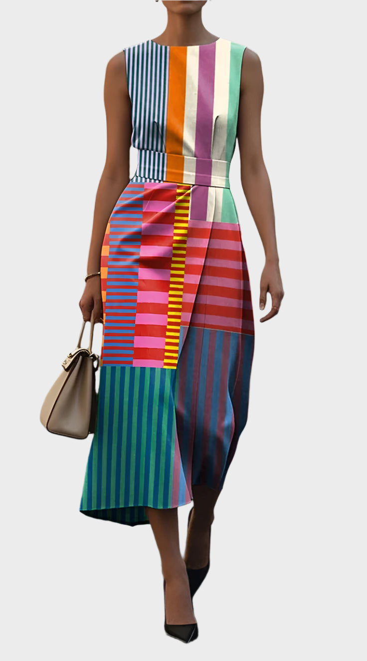 Vestido Sem Mangas com Padrão