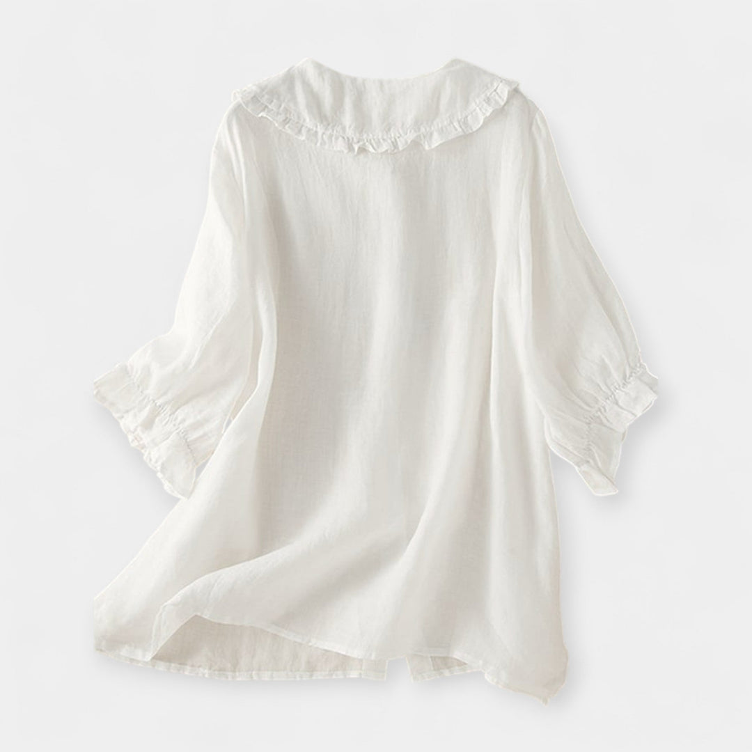 Camisa com Riscas e Gola Decorativa