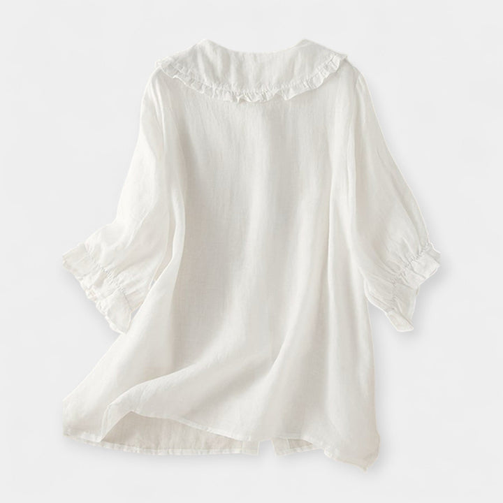 Camisa com Riscas e Gola Decorativa