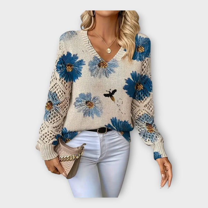 Camisola Tricot com Detalhes em Renda