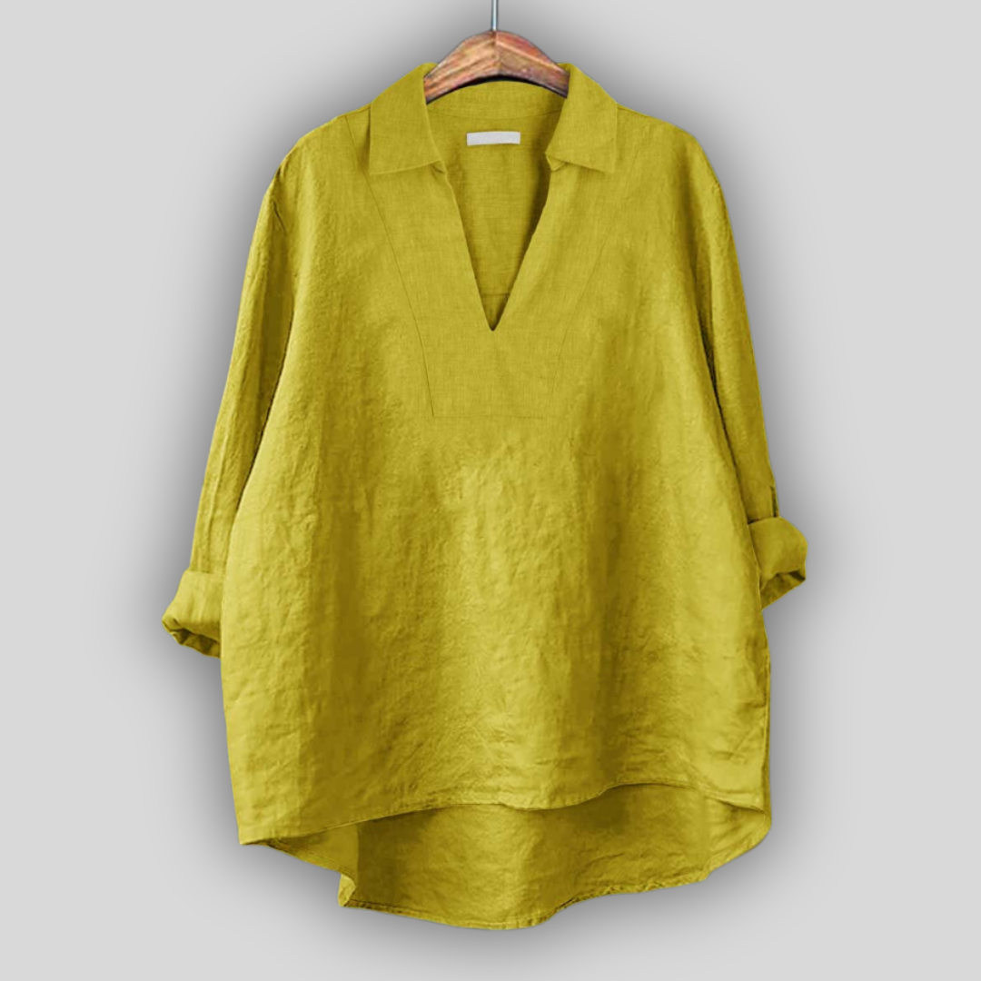 Blusa de Linho Prateada Elegante