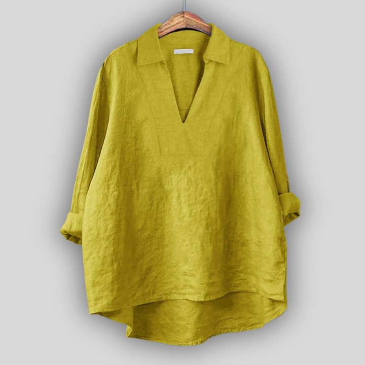 Blusa de Linho Prateada Elegante