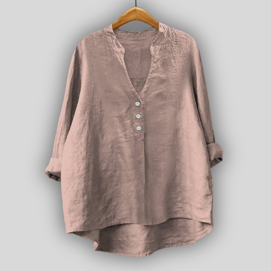 Blusa de Linho Café com Botões