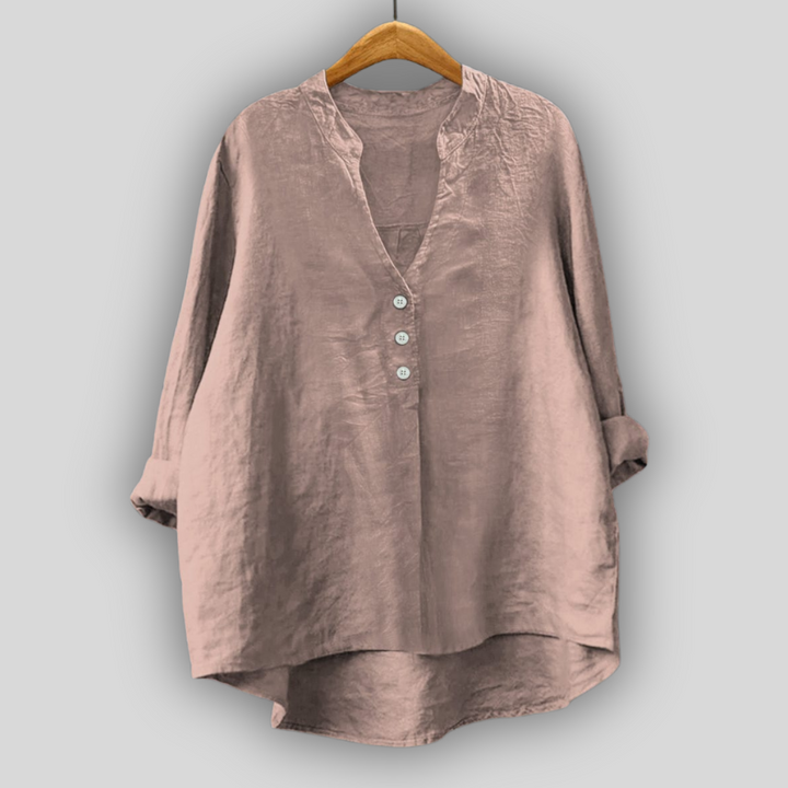 Blusa de Linho Café com Botões