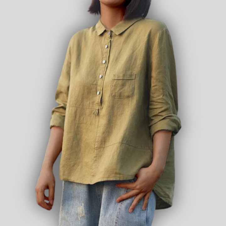 Blusa de Linho Verde Simplicidade