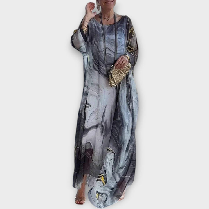 Caftã Maxi Com Textura Transparente
