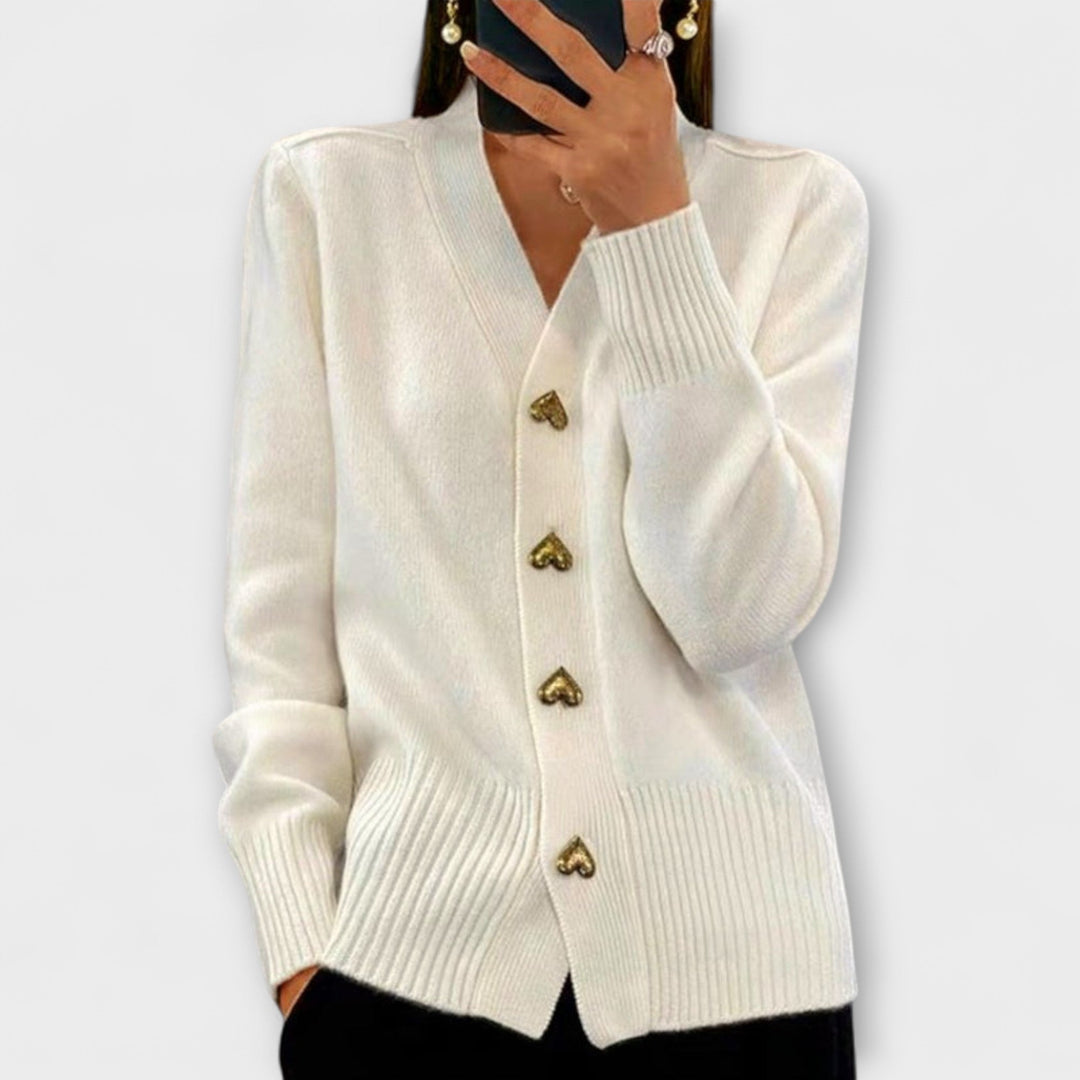 Marij – Sweater feminino com decote em V em estilo vintage