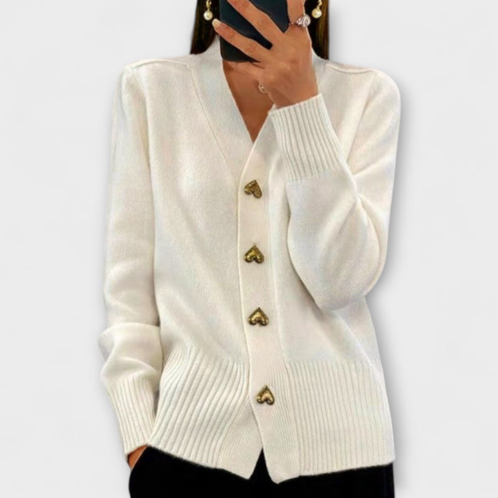 Marij – Sweater feminino com decote em V em estilo vintage