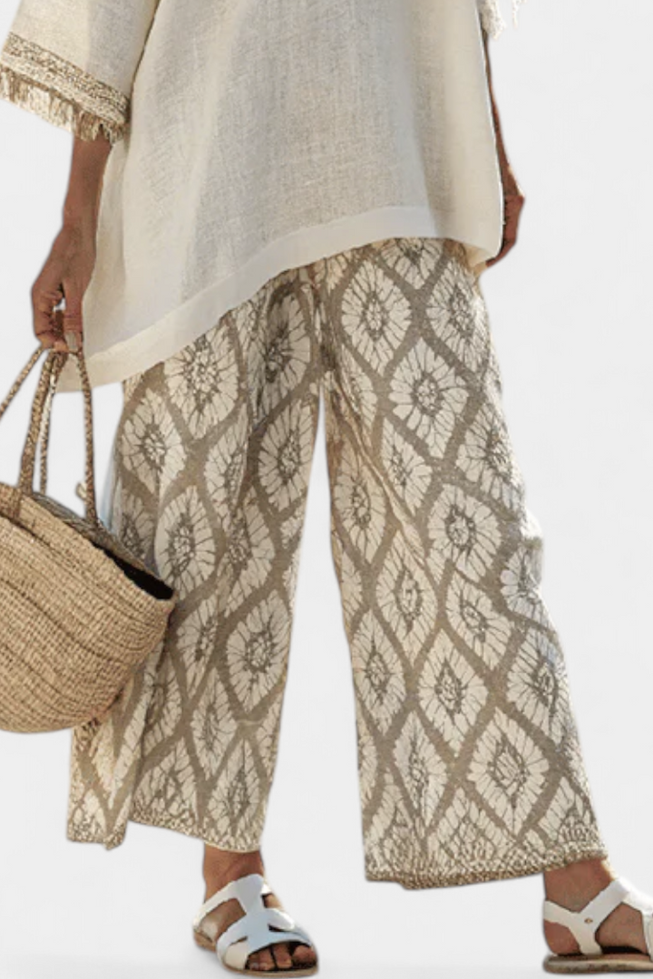 Conjunto Boho Chic Daisy: Blusa Longa e Calças Impressas para um Estilo Único