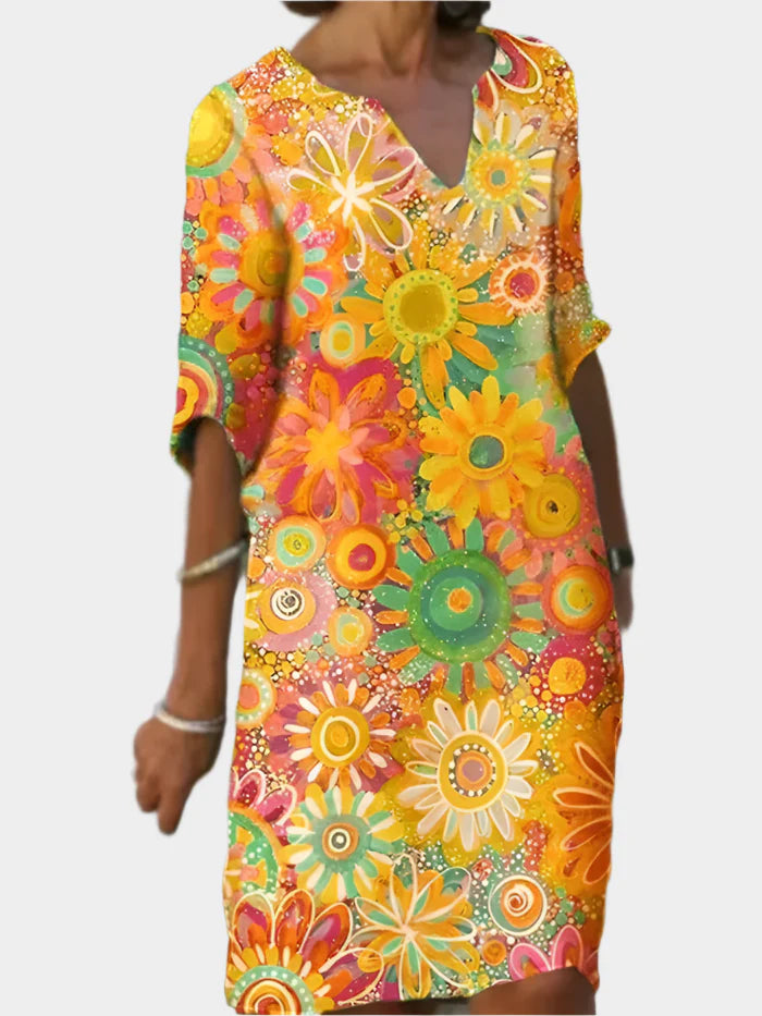 Vestido Colorido com Padrão Floral