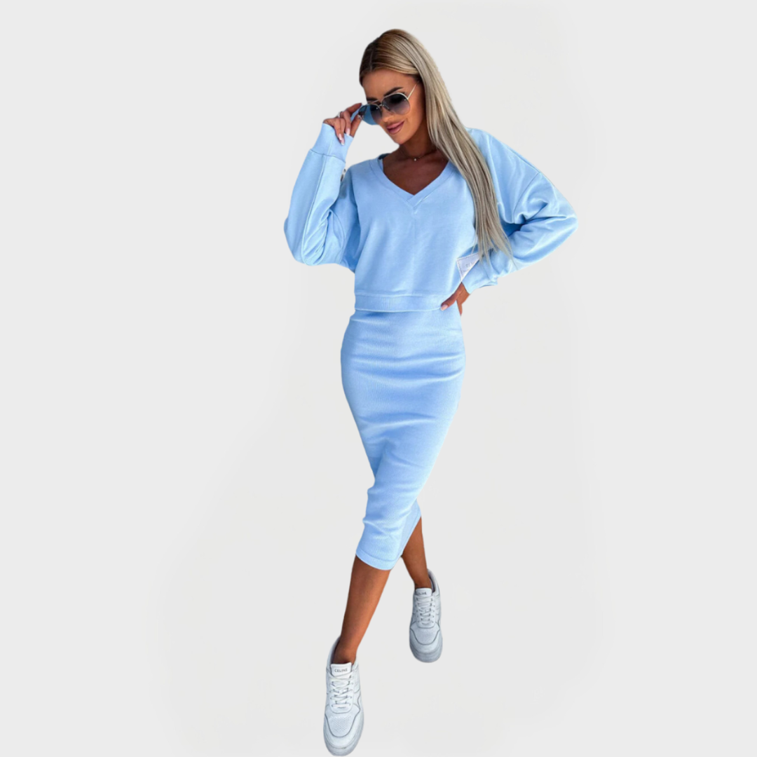 Conjunto de Verão com Sweatshirt e Vestido para Conforto e Estilo