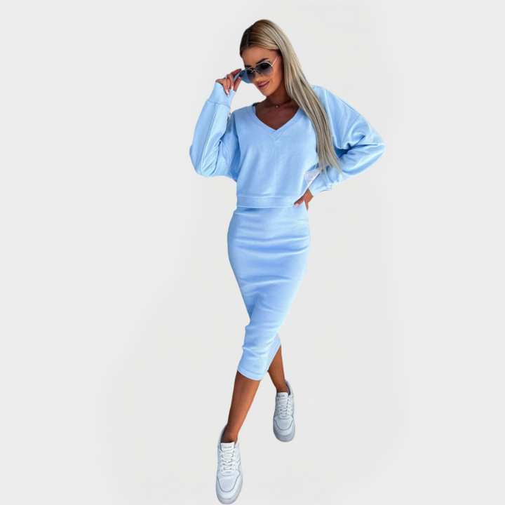 Conjunto de Verão com Sweatshirt e Vestido para Conforto e Estilo