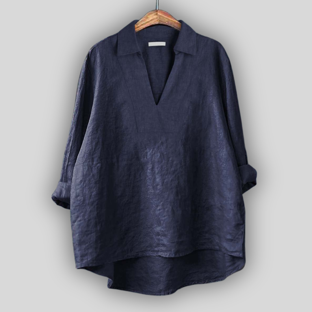 Blusa de Linho Prateada Elegante