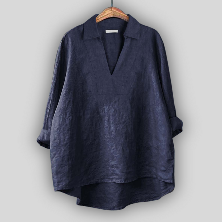 Blusa de Linho Prateada Elegante