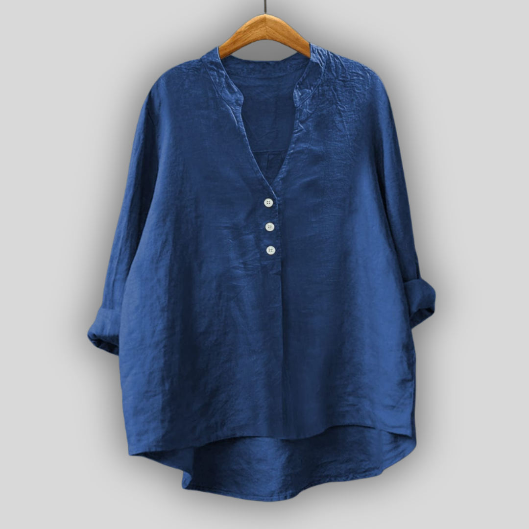 Blusa de Linho Café com Botões
