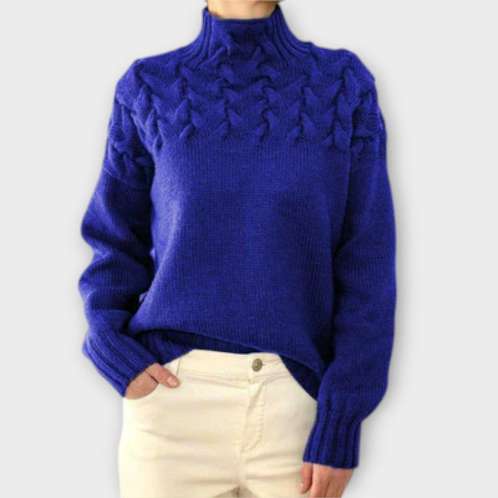 Eva - Sweater feminino com detalhe de malha