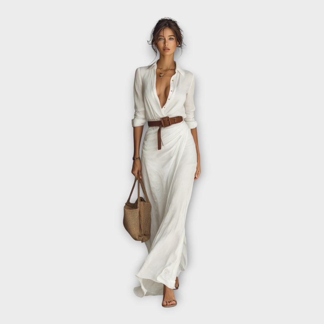 Vestido arejado com elegância intemporal