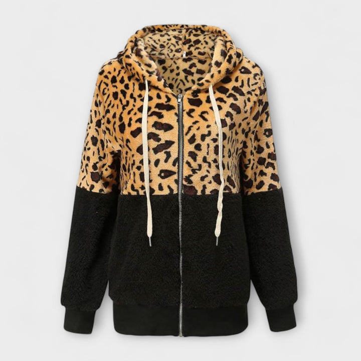 Lea - Sweatshirt de fleece com capuz em padrão de leopardo