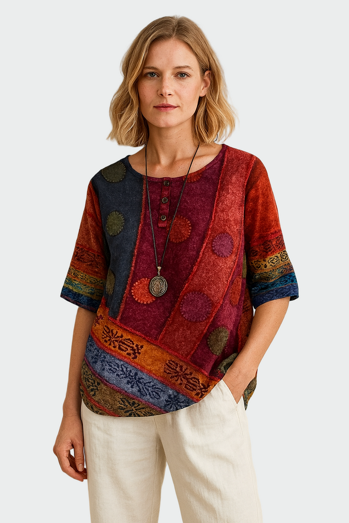 Camisola suave com desenho artístico