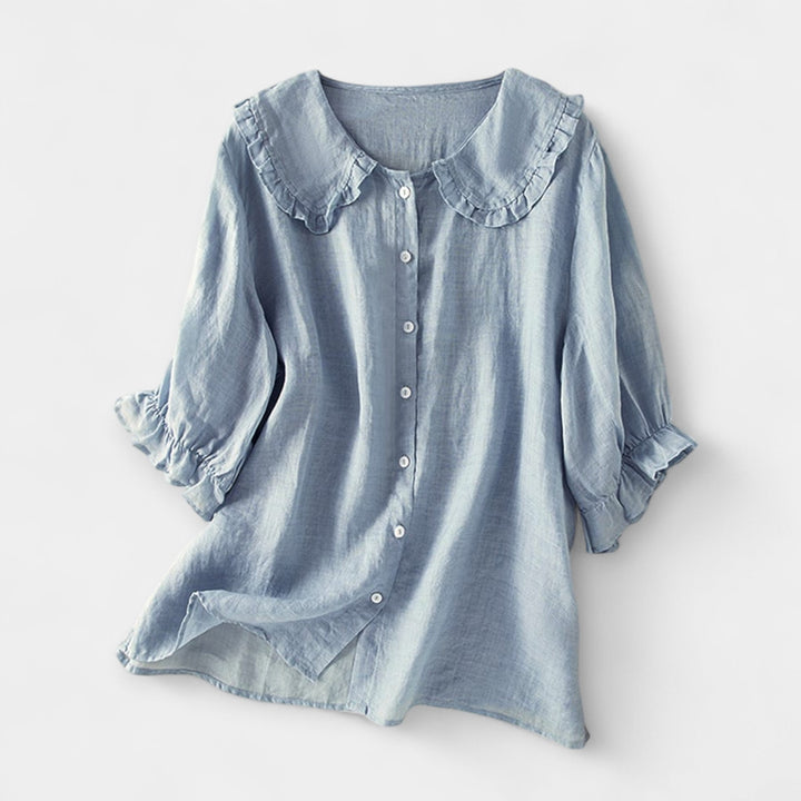 Camisa com Riscas e Gola Decorativa