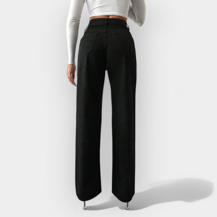 Jeans de Cintura Alta com Pernas Largas