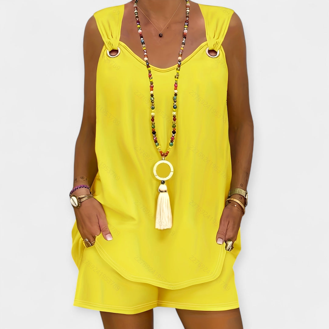Conjunto de Blusa Sem Mangas e Calções