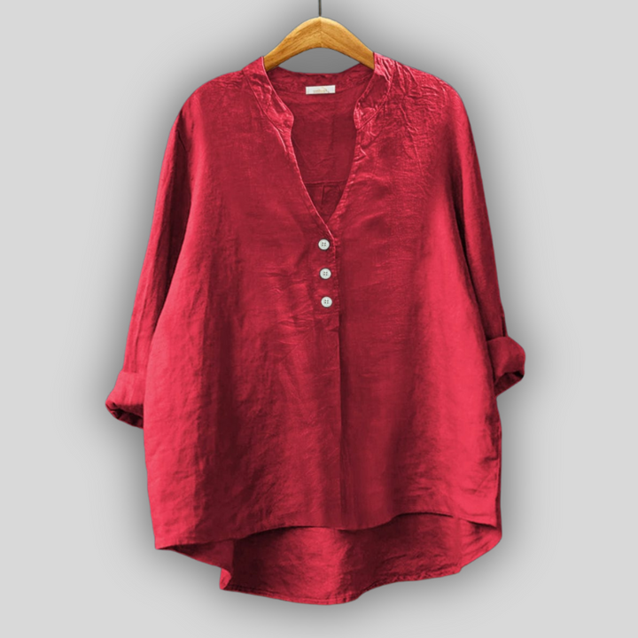 Blusa de Linho Café com Botões