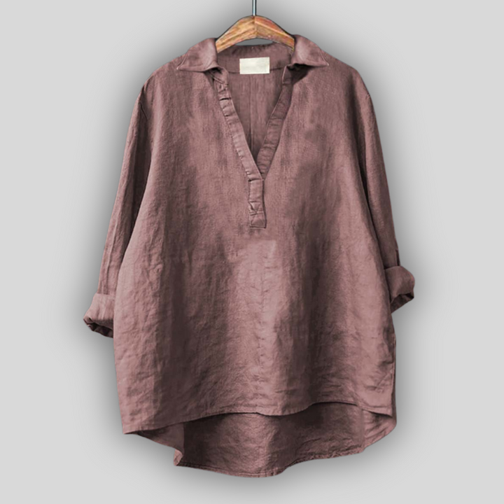 Blusa de Linho Branca com Decote em V