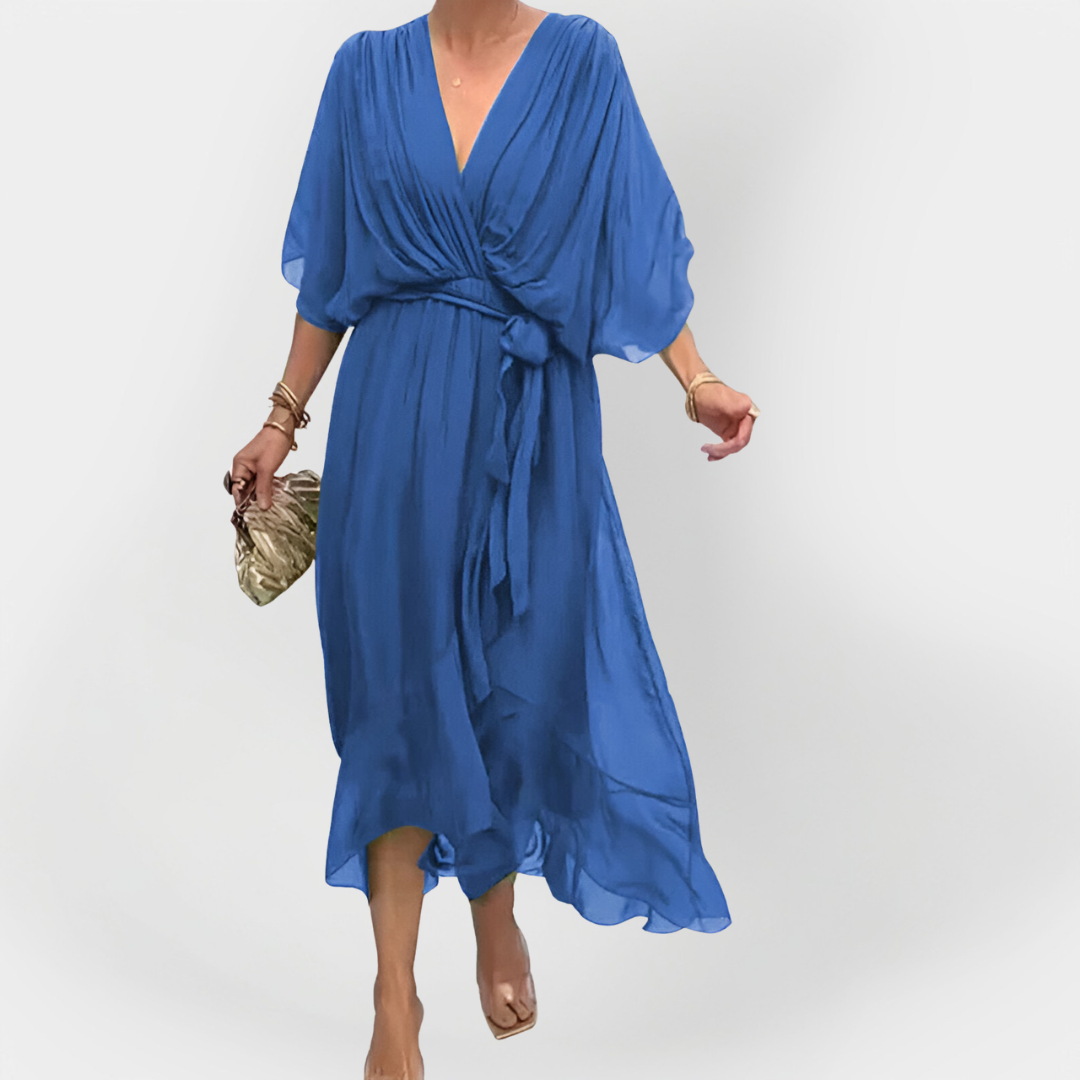 Vestido de Chiffon com Decote em V