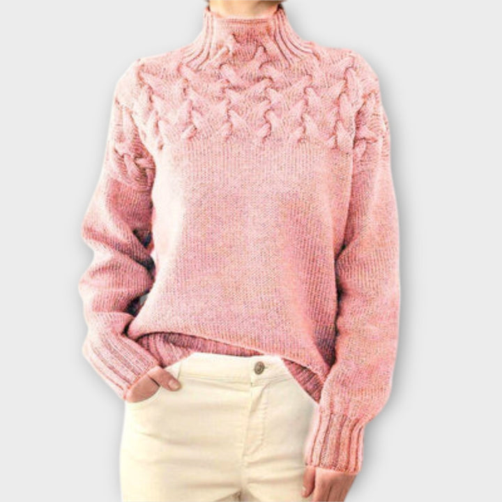 Eva - Sweater feminino com detalhe de malha