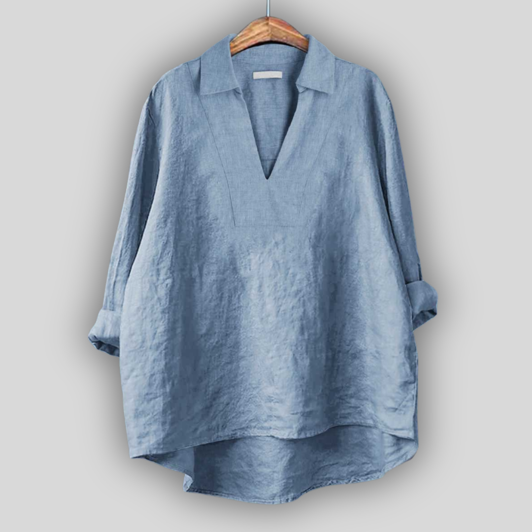 Blusa de Linho Prateada Elegante