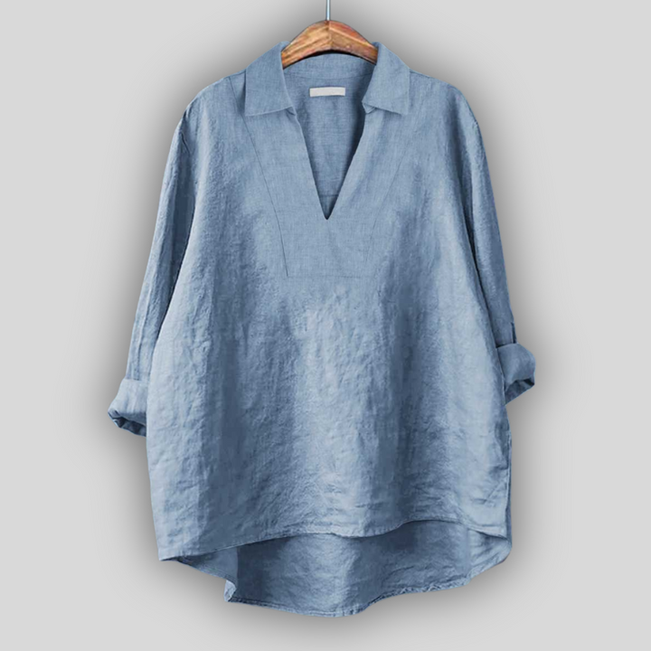 Blusa de Linho Prateada Elegante