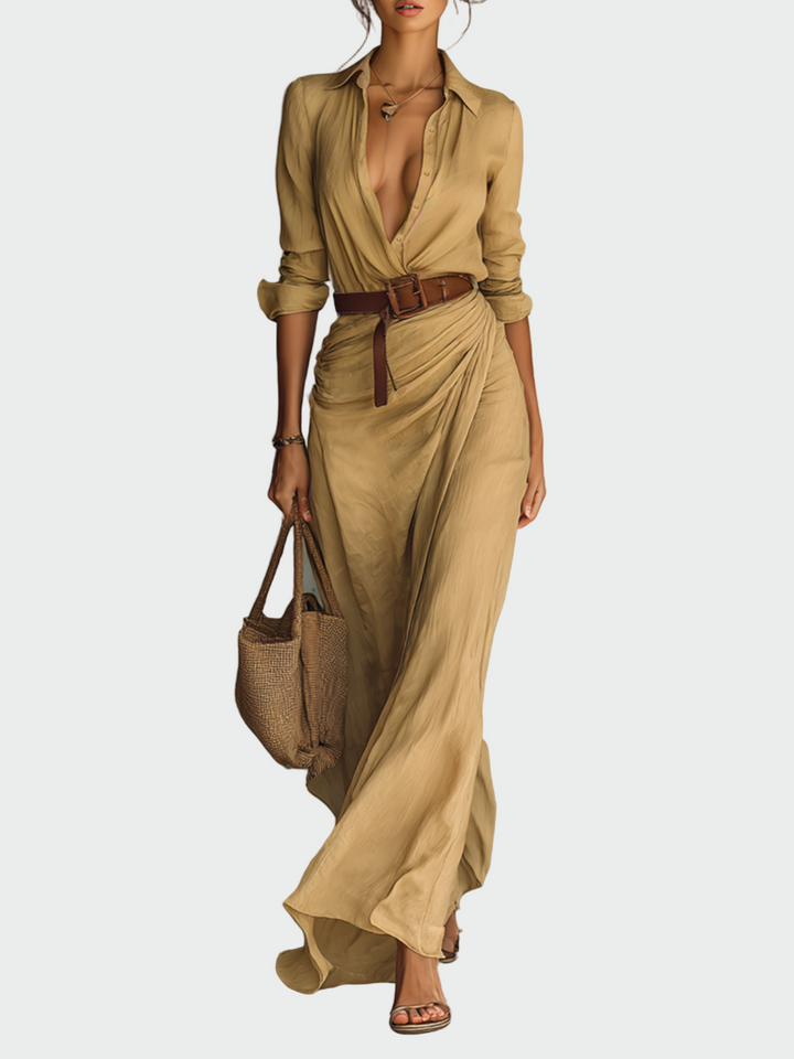 Vestido Maxi Longo com Gola Reversível