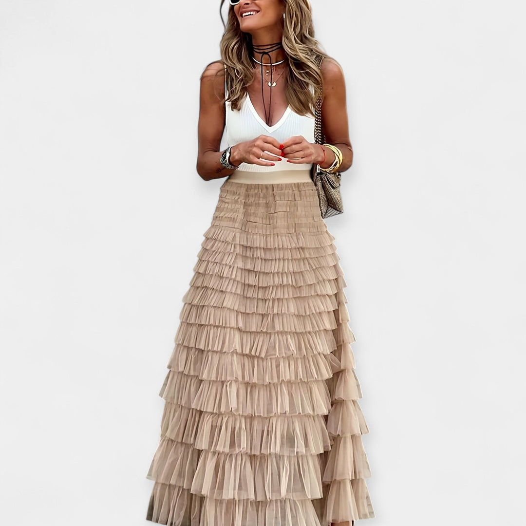 Sáia Boho com Acabamento em Cetim de Rede