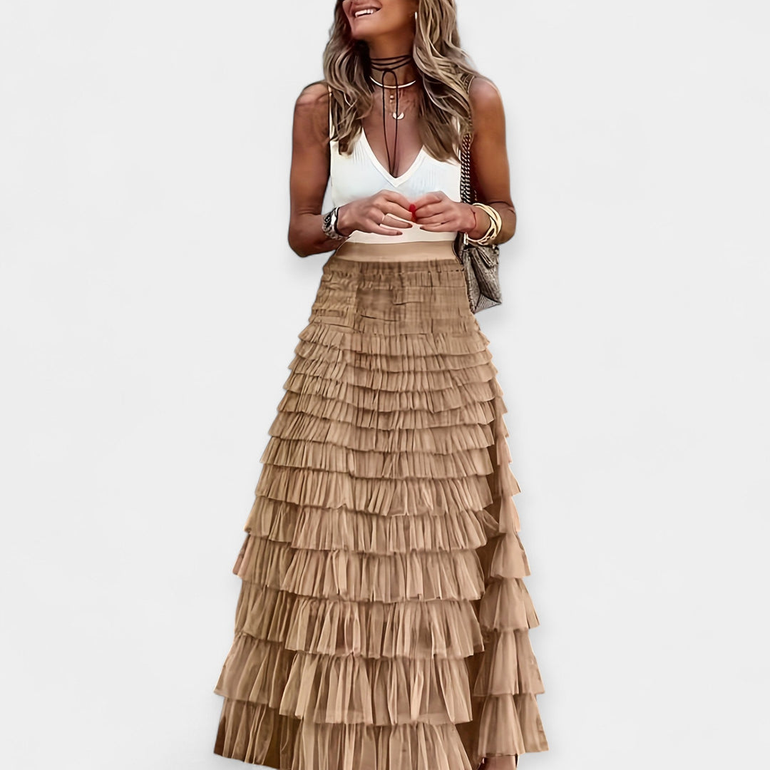 Sáia Boho com Acabamento em Cetim de Rede