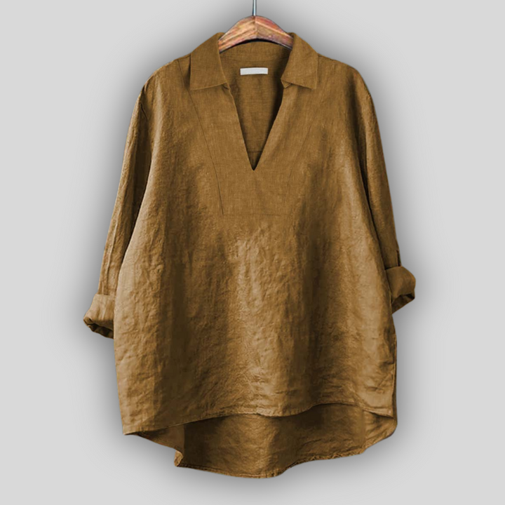 Blusa de Linho Prateada Elegante