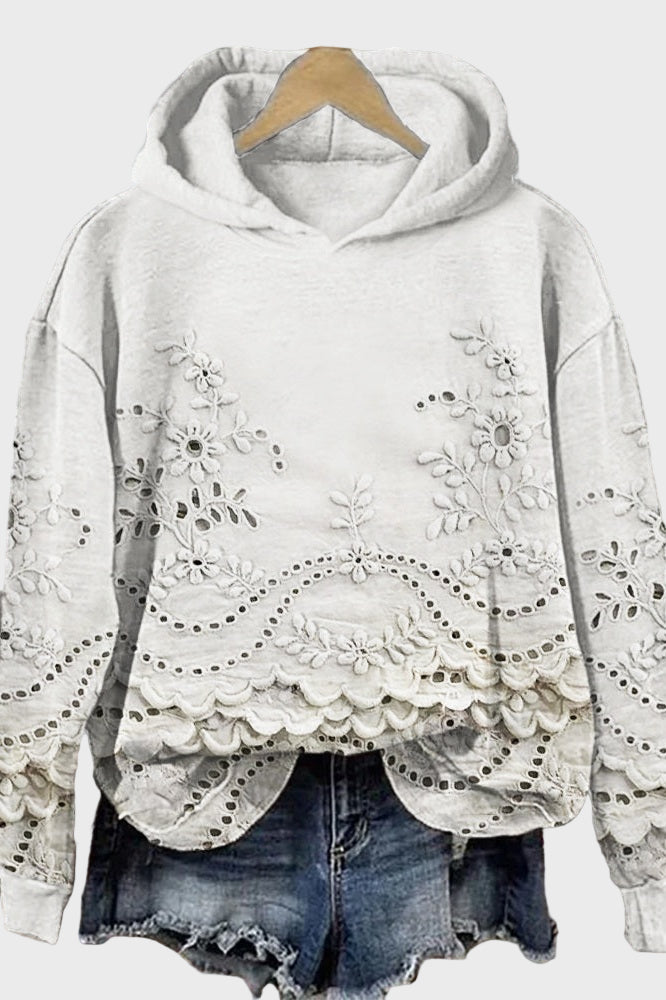 Sweatshirt com Capuz em Renda Verde Pradaria
